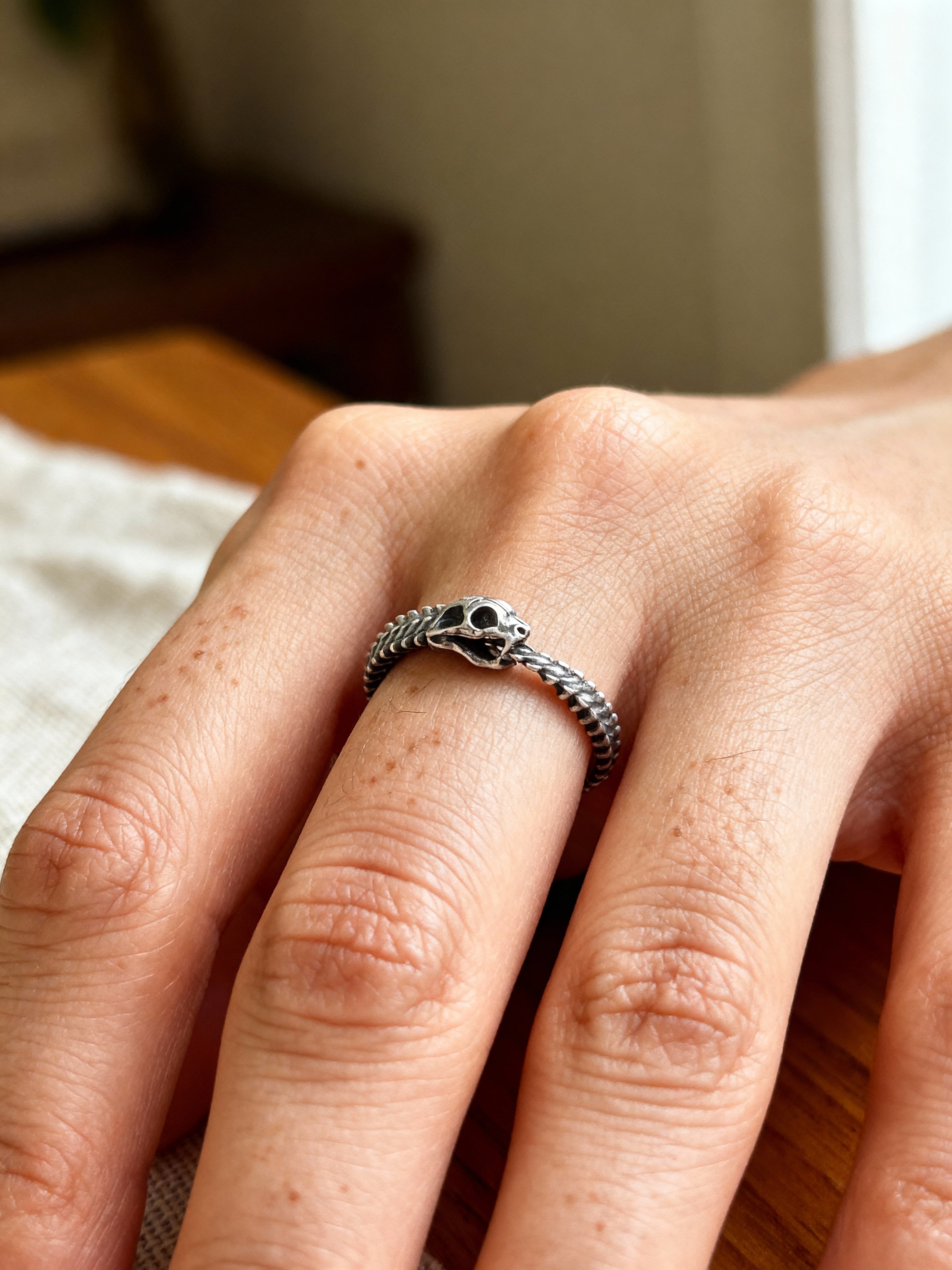 Final Remains - 925 Sterling Silver Snake Bone Ring