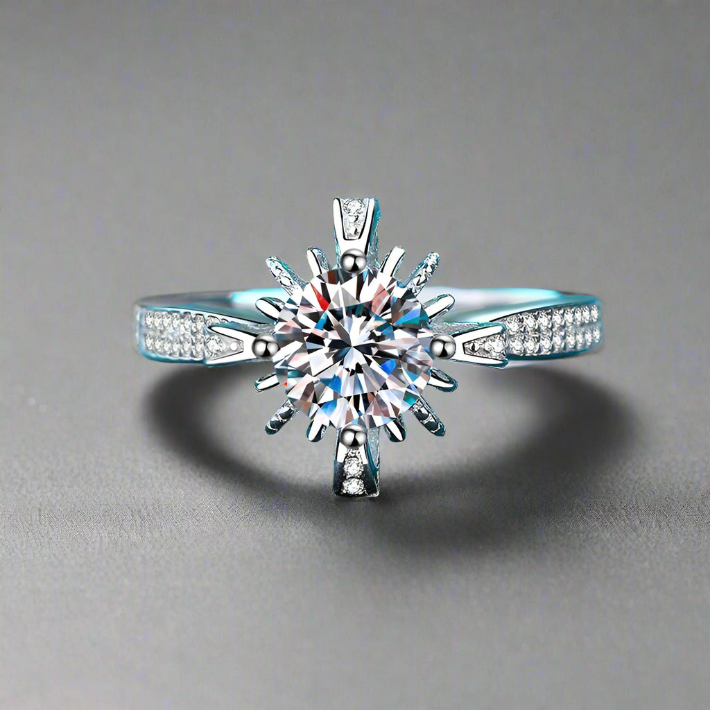 Frostbite's Embrace - Moissanite Snowflake Ring
