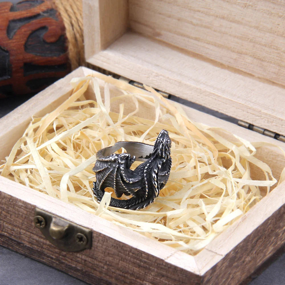 The Decimator Of Corpses - Stainless Steel Dragon Ring